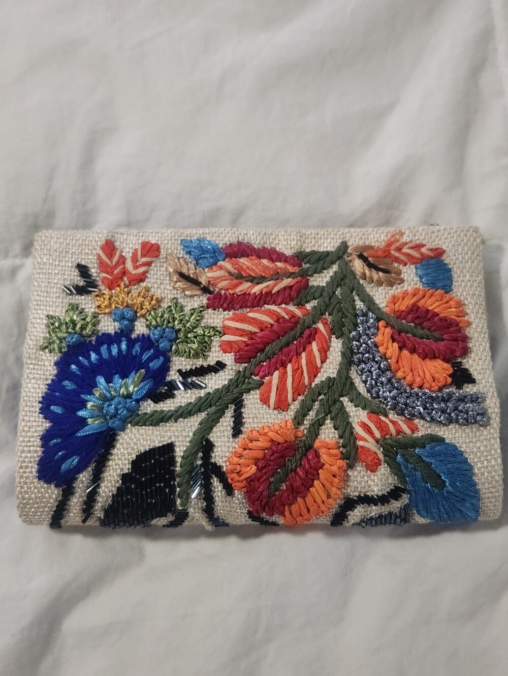 Anthropologie Fanciful Florals Embroidered Clutch bag, new without tags